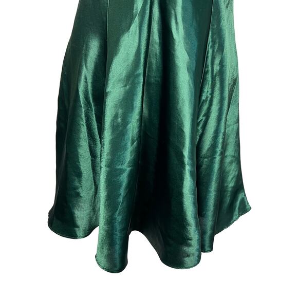 Satin and Beaux Vintage Emerald Green Satin Slip Dress 90s Y2K L - Picture 4 of 6